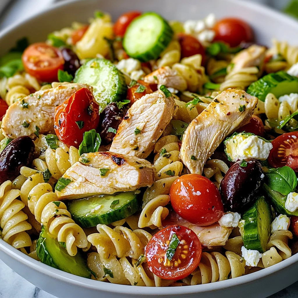 Mediterranean Chicken and protein pasta salad (cold)