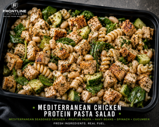 Mediterranean Chicken and protein pasta salad (cold)